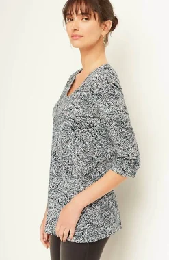 J.Jill Pure Jill Printed Soft-V-Neck Top | Jjill-Women Tops & Tees