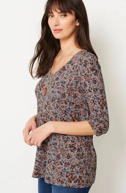 J.Jill Pure Jill Printed Soft-V-Neck Top | Jjill-Women Tops & Tees