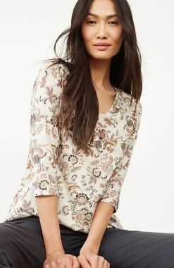 J.Jill Pure Jill Printed Soft-V-Neck Top | Jjill-Women Tops & Tees