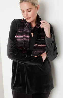 J.Jill Pure Jill Satin-Neckline Velour Tunic | Jjill-Women Tops & Tees