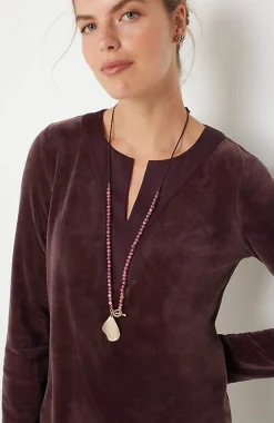 J.Jill Pure Jill Satin-Neckline Velour Tunic | Jjill-Women Tops & Tees