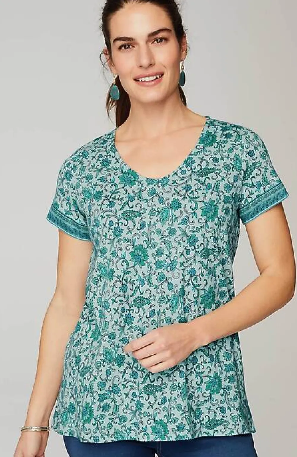 J.Jill Pure Jill Side-Slit Elliptical Tee | Jjill-Women Tops & Tees