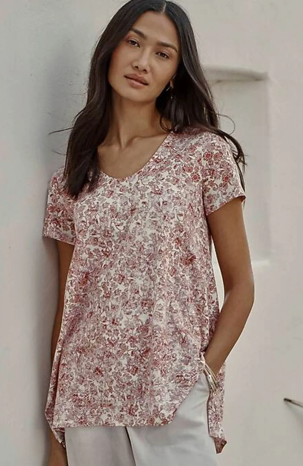 J.Jill Pure Jill Side-Slit Elliptical Tee | Jjill-Women Tops & Tees