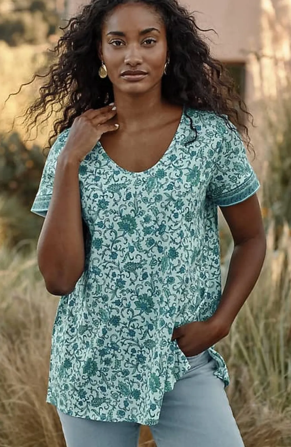 J.Jill Pure Jill Side-Slit Elliptical Tee | Jjill-Women Tops & Tees