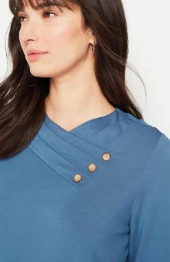 J.Jill Pure Jill Soft Asymmetrical Buttoned-Collar Top | Jjill-Women Tops & Tees