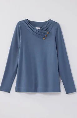 J.Jill Pure Jill Soft Asymmetrical Buttoned-Collar Top | Jjill-Women Tops & Tees