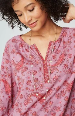 J.Jill Pure Jill Split-Neck Border-Printed Top | Jjill-Women Tops & Tees