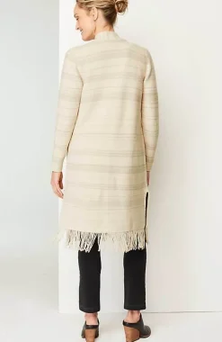 J.Jill Pure Jill Textured-Stripes Fringed-Hem Cardi | Jjill-Women Sweaters