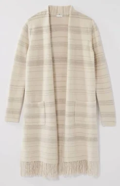 J.Jill Pure Jill Textured-Stripes Fringed-Hem Cardi | Jjill-Women Sweaters