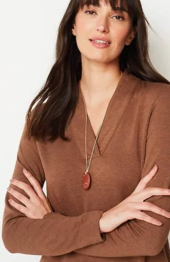 J.Jill Pure Jill Tranquility Fleece V-Neck Tunic | Jjill-Women Tops & Tees