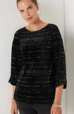 J.Jill Pure Jill Velour Pleated-Sleeve Top | Jjill-Women Tops & Tees