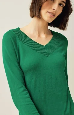 J.Jill Ribbed-Border V-Neck Sweater | Jjill-Women Sweaters