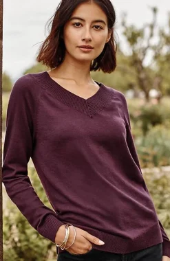 J.Jill Ribbed-Border V-Neck Sweater | Jjill-Women Sweaters