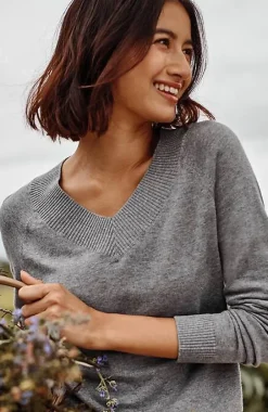 J.Jill Ribbed-Border V-Neck Sweater | Jjill-Women Sweaters