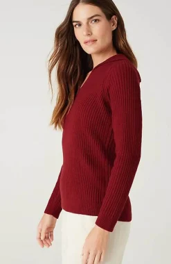 J.Jill Ribbed-Stitch Collared Sweater | Jjill-Women Sweaters