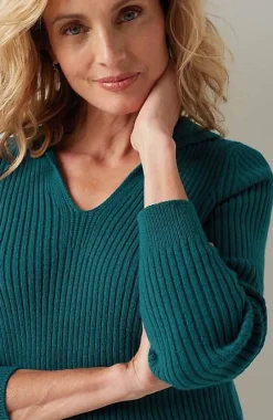 J.Jill Ribbed-Stitch Collared Sweater | Jjill-Women Sweaters