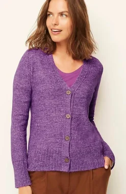 J.Jill Ribbed-Trim Button-Front Cardi | Jjill-Women Sweaters