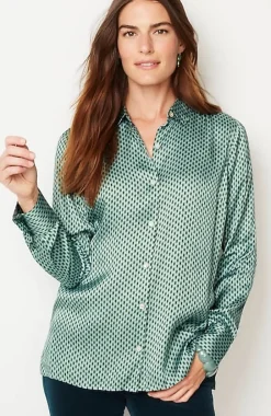 J.Jill Satin Button-Front Shirt | Jjill-Women Shirts & Blouses
