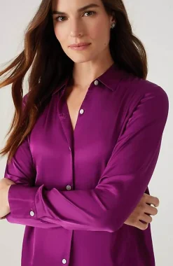 J.Jill Satin Button-Front Shirt | Jjill-Women Shirts & Blouses