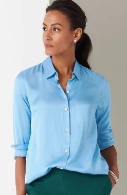 J.Jill Satin Button-Front Shirt | Jjill-Women Shirts & Blouses