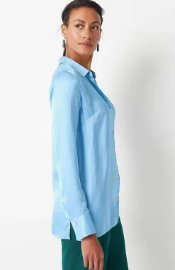 J.Jill Satin Button-Front Shirt | Jjill-Women Shirts & Blouses