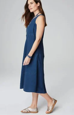 J.Jill Seamed Indigo Midi Dress | Jjill-Women Dresses