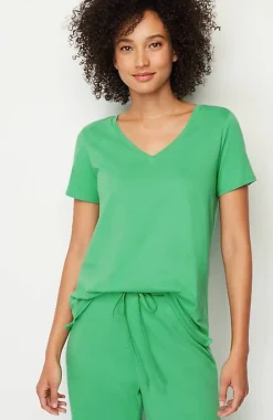 J.Jill Sleep Ultrasoft V-Neck Tee | Jjill-Women Pajamas & Robes