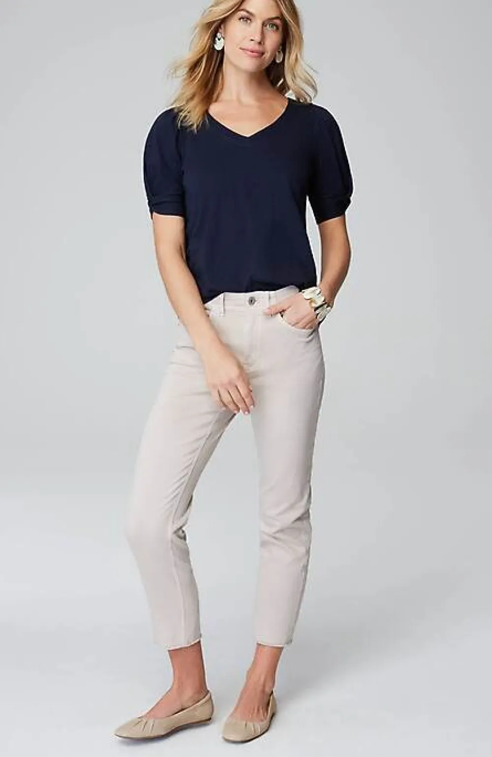 J.Jill Slub-Knit Twist-Sleeve Tee | Jjill-Women Tops & Tees