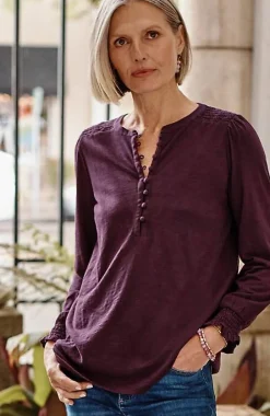 J.Jill Smocked Henley Top | Jjill-Women Tops & Tees