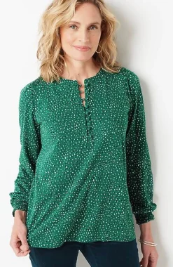J.Jill Smocked Henley Top | Jjill-Women Tops & Tees