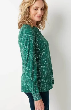 J.Jill Smocked Henley Top | Jjill-Women Tops & Tees