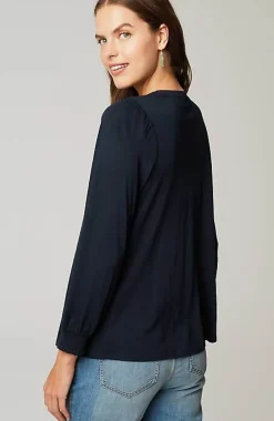 J.Jill Smocked Henley Top | Jjill-Women Tops & Tees