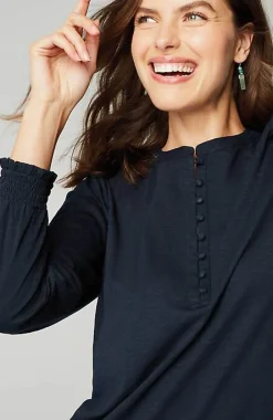J.Jill Smocked Henley Top | Jjill-Women Tops & Tees