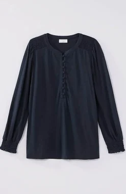 J.Jill Smocked Henley Top | Jjill-Women Tops & Tees