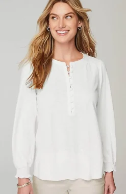 J.Jill Smocked Henley Top | Jjill-Women Tops & Tees