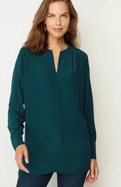 J.Jill Smocked Split-Neck Tunic | Jjill-Women Tunics