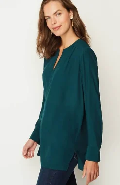 J.Jill Smocked Split-Neck Tunic | Jjill-Women Tunics