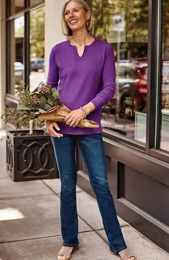 J.Jill Split-Neck Pullover Sweater | Jjill-Women Sweaters