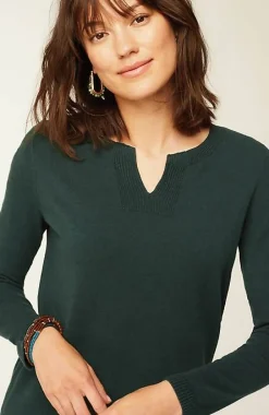 J.Jill Split-Neck Pullover Sweater | Jjill-Women Sweaters