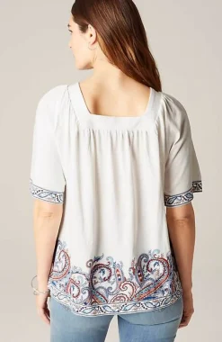 J.Jill Square-Neck Elbow-Sleeve Top | Jjill-Women Tops & Tees