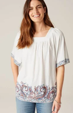 J.Jill Square-Neck Elbow-Sleeve Top | Jjill-Women Tops & Tees