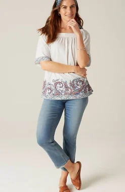 J.Jill Square-Neck Elbow-Sleeve Top | Jjill-Women Tops & Tees