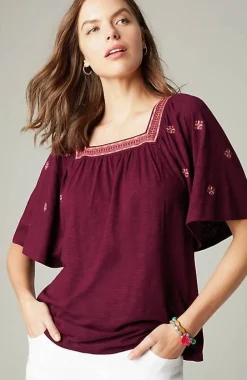 J.Jill Square-Neck Elbow-Sleeve Top | Jjill-Women Tops & Tees