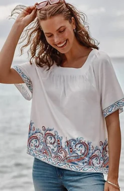 J.Jill Square-Neck Elbow-Sleeve Top | Jjill-Women Tops & Tees