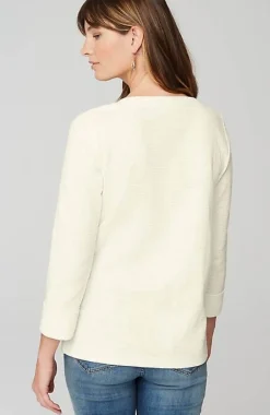 J.Jill Textured-Cotton Rolled-Cuff Henley Top | Jjill-Women Tops & Tees