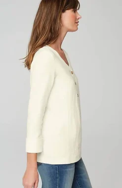 J.Jill Textured-Cotton Rolled-Cuff Henley Top | Jjill-Women Tops & Tees