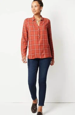 J.Jill Textured Plaid Popover | Jjill-Women Shirts & Blouses