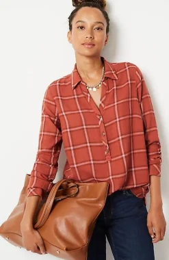 J.Jill Textured Plaid Popover | Jjill-Women Shirts & Blouses
