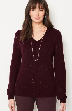 J.Jill Tweed V-Neck Sweater | Jjill-Women Sweaters