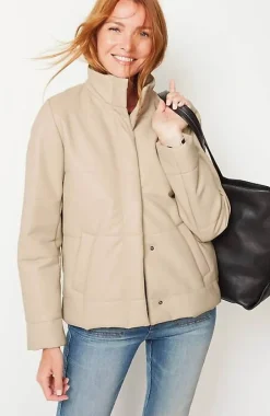 J.Jill Vegan-Leather Puffer Jacket | Jjill-Women Jackets & Coats
